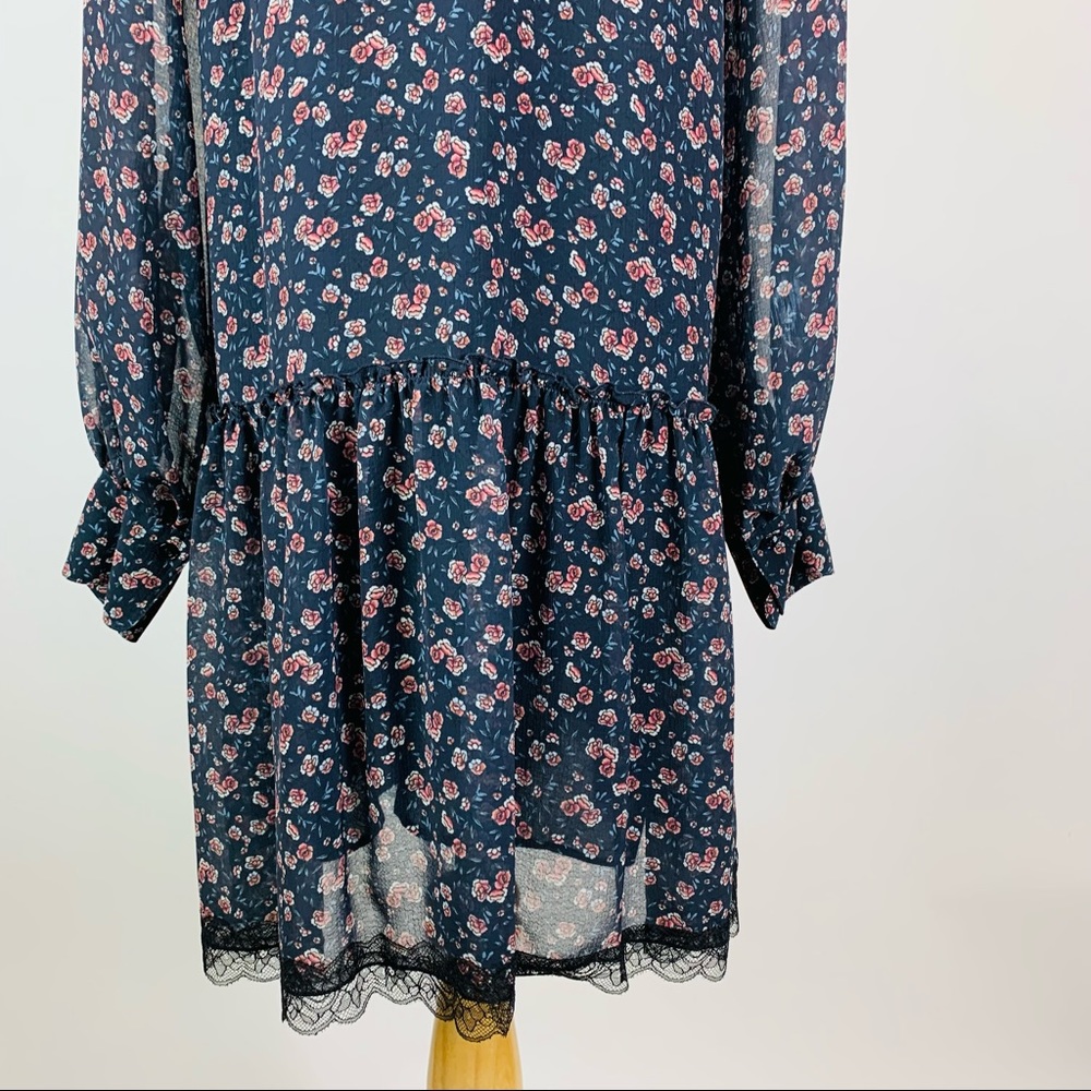 See By Chloe Floral Haze Lace Trim Dress Sz 42 - Picture 12 of 14
